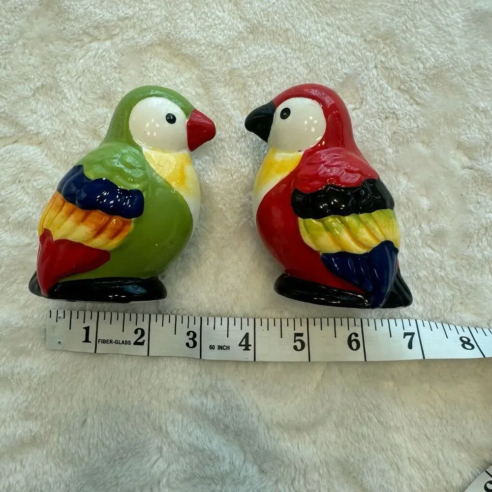 Pier 1 Salt and Pepper Shakers Kitchen Decor Birds Parrots‎ Macaw Set Colorful